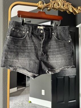 Madewell Washed Black Denim Cutoff Shorts